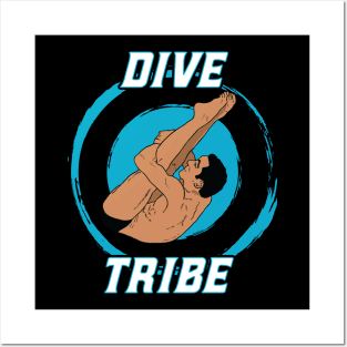 Mens Diving Dive Tribe Springboard Platform Diver Posters and Art